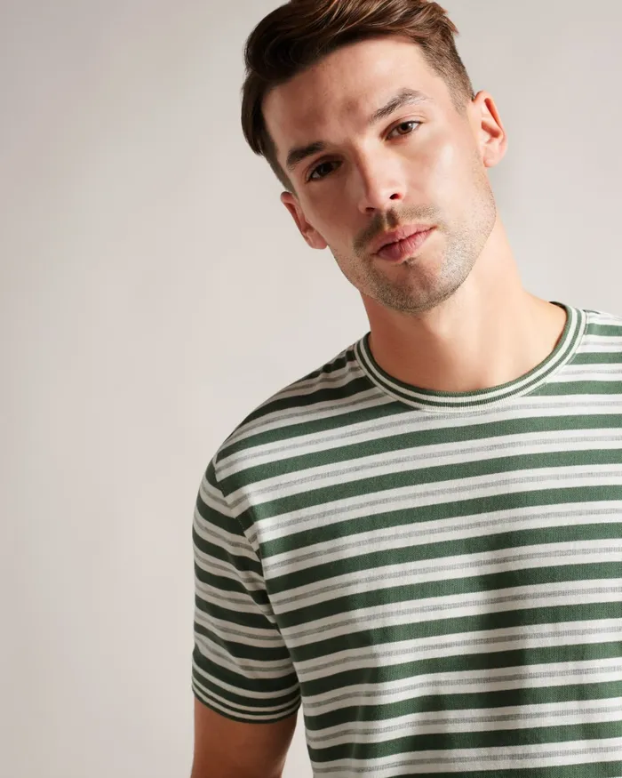 Ted Baker Tops Men VADELL 8211 Short Sleeve Regular Fit Striped TShirt Khaki Ted Baker Tops Men VADELL 8211 Short Sleeve Regular Fit Striped TShirt Khaki