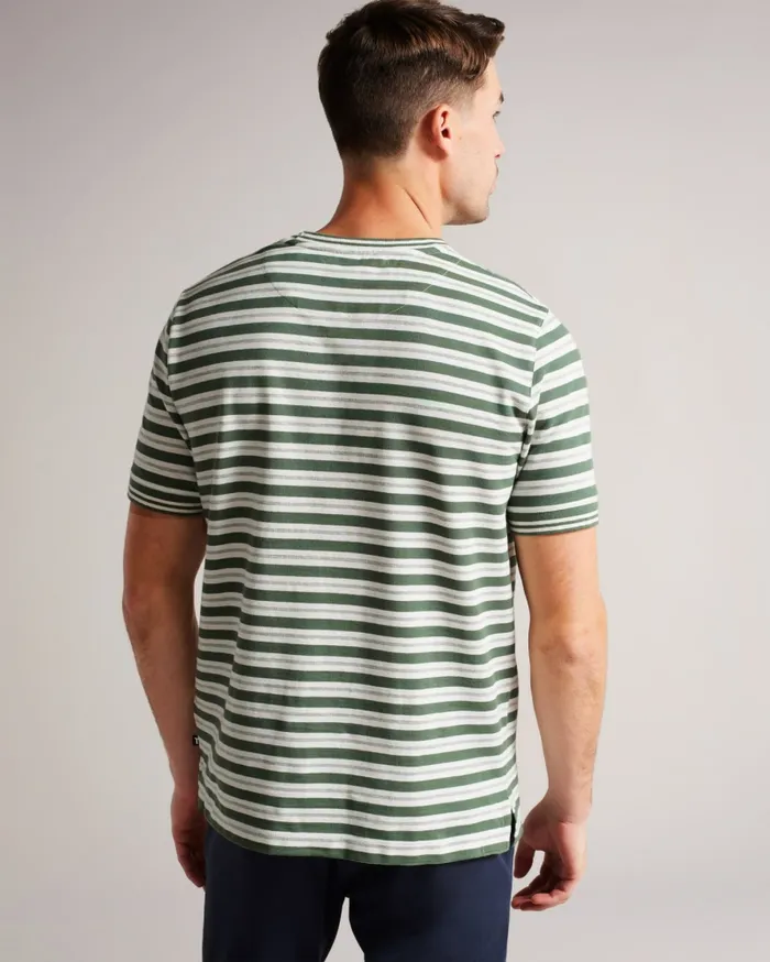 Ted Baker Tops Men VADELL 8211 Short Sleeve Regular Fit Striped TShirt Khaki Ted Baker Tops Men VADELL 8211 Short Sleeve Regular Fit Striped TShirt Khaki