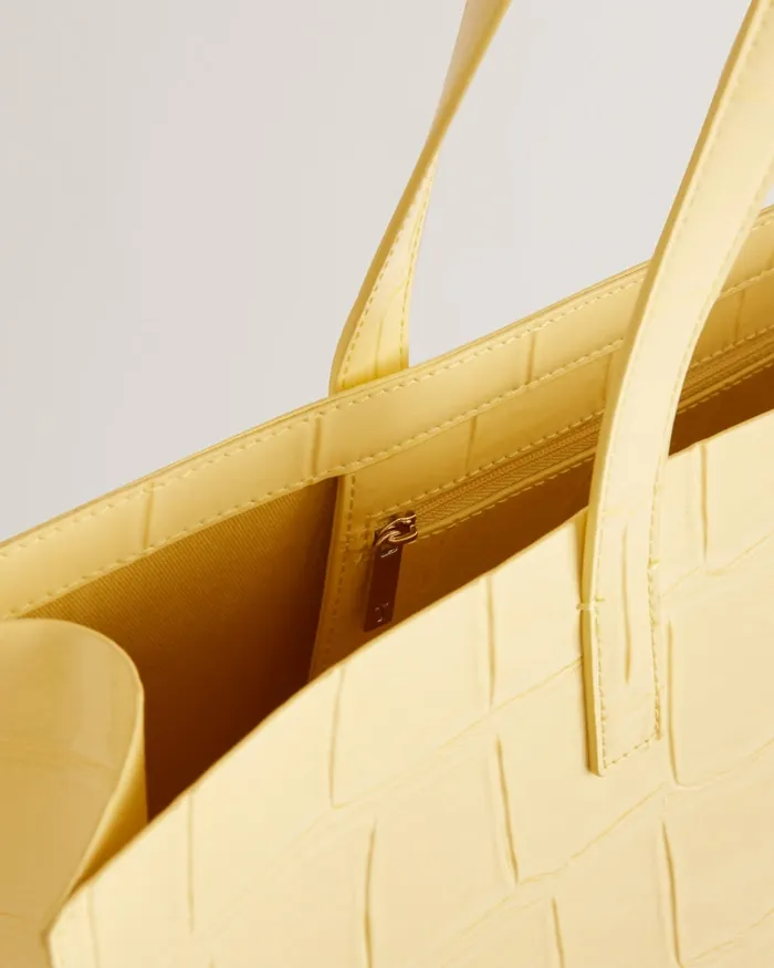 Ted Baker Tote Bags Women ALLICON 8211 Mock Croc Icon Tote Bag Light Yellow