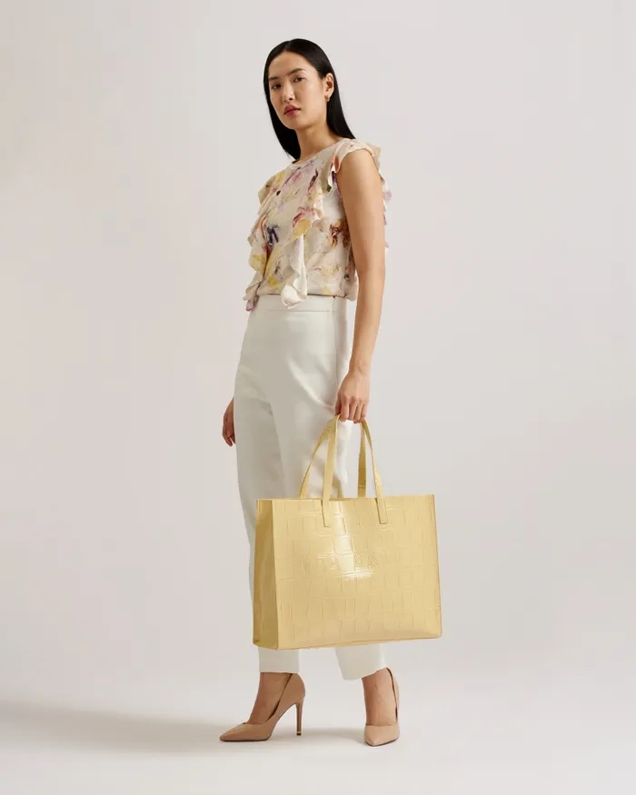 Ted Baker Tote Bags Women ALLICON 8211 Mock Croc Icon Tote Bag Light Yellow Ted Baker Tote Bags Women ALLICON 8211 Mock Croc Icon Tote Bag Light Yellow