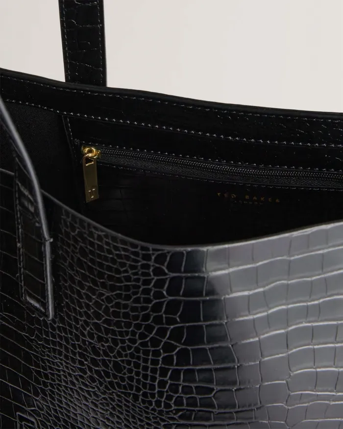 Ted Baker Tote Bags Women CROCCON 8211 Croc Detail Large Icon Bag Black Ted Baker Tote Bags Women CROCCON 8211 Croc Detail Large Icon Bag Black