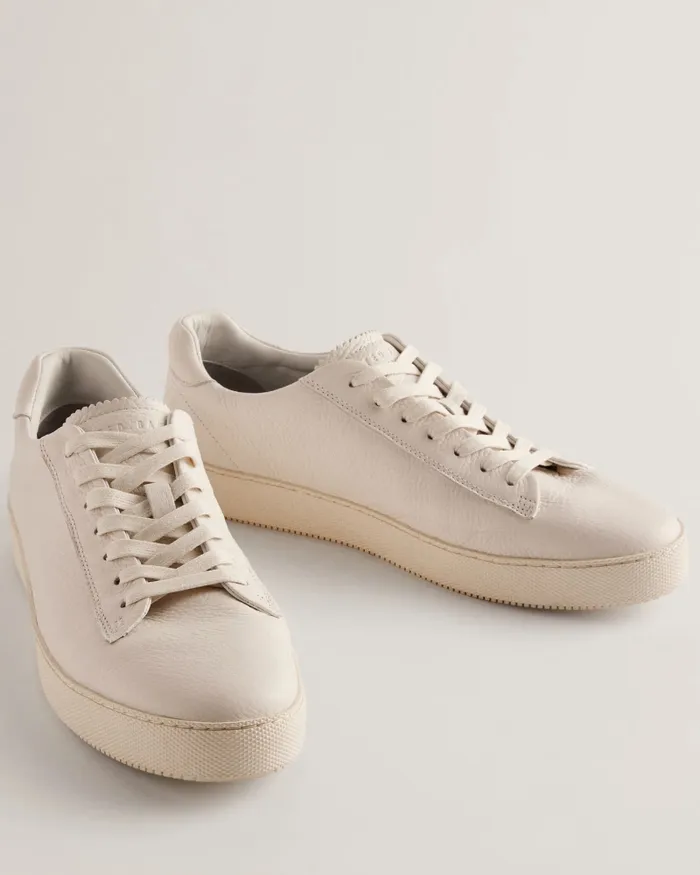 Ted Baker Trainers Men WSTWOOD 8211 Pebbled Leather Low Top Trainers White Ted Baker Trainers Men WSTWOOD 8211 Pebbled Leather Low Top Trainers White