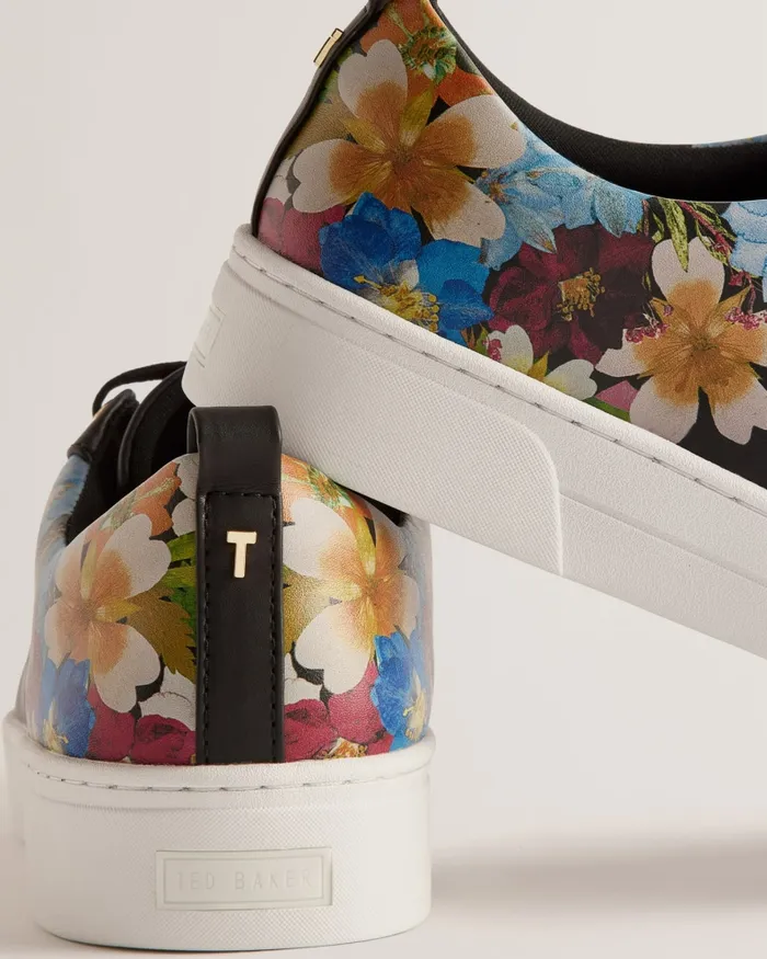 Ted Baker Trainers Women ALEESON 8211 Floral Print Cupsole Trainers Black