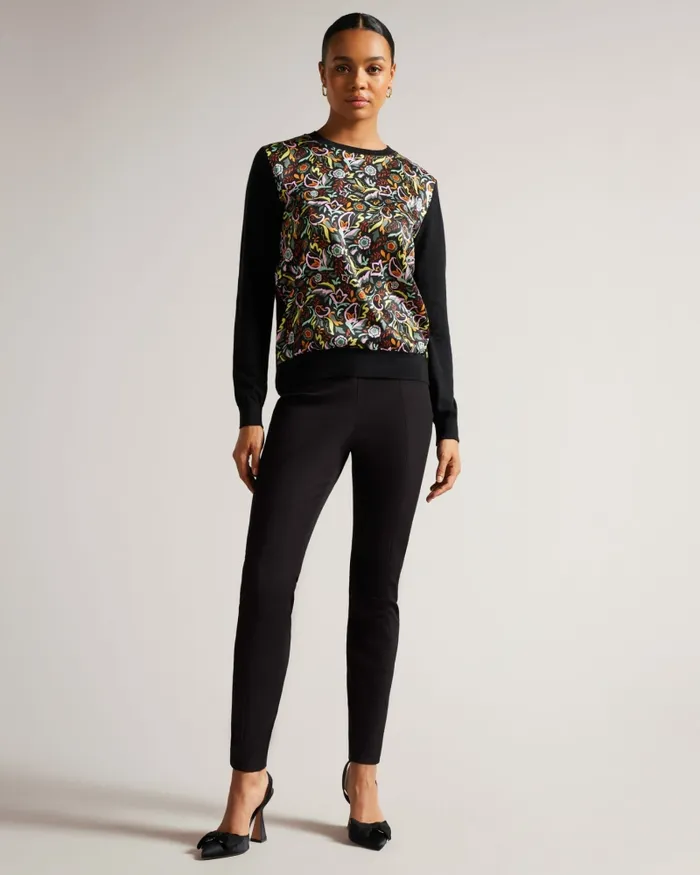 Ted Baker Trousers and Shorts Women LIROI 8211 High Waisted Trousers With Faux Poppers Black Ted Baker Trousers and Shorts Women LIROI 8211 High Waisted Trousers With Faux Poppers Black