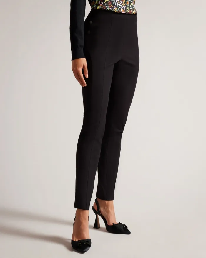 Ted Baker Trousers and Shorts Women LIROI 8211 High Waisted Trousers With Faux Poppers Black Ted Baker Trousers and Shorts Women LIROI 8211 High Waisted Trousers With Faux Poppers Black