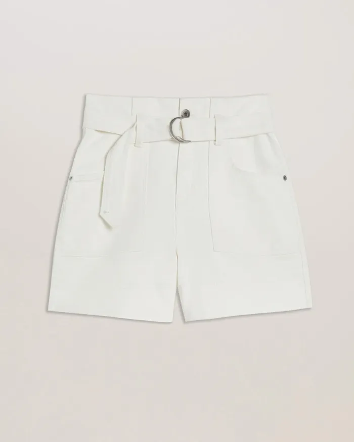 Ted Baker Trousers and Shorts Women SELDA 8211 High Waisted Belted Denim Shorts White