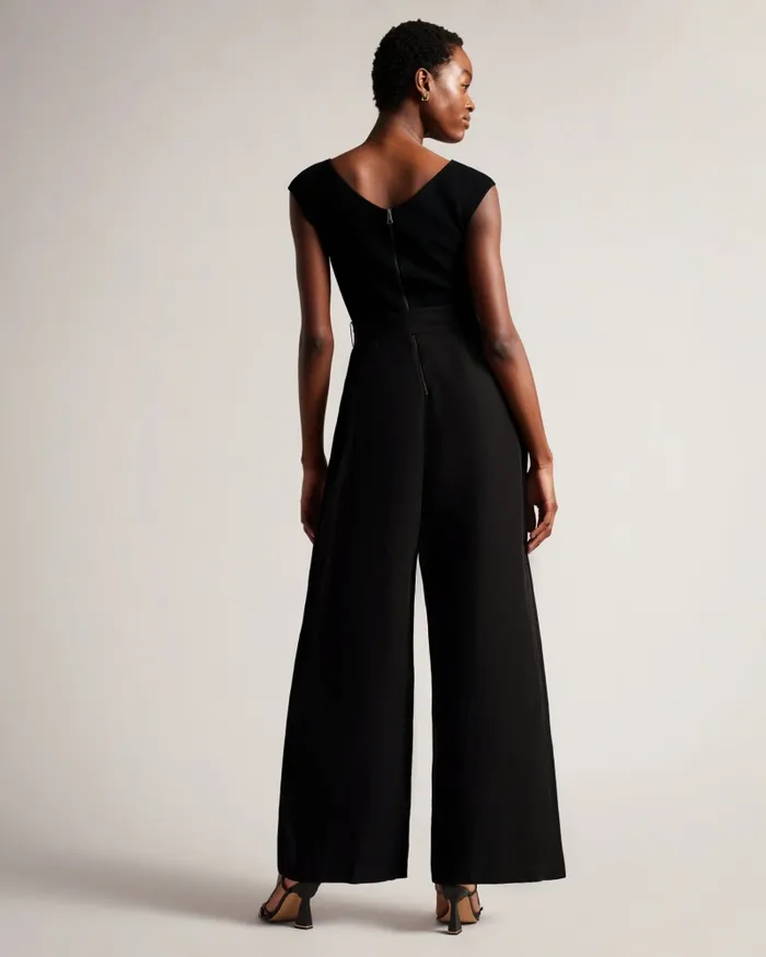 Ted Baker Trousers and Shorts Women TABBIAA 8211 Knitted Bodice Wide Leg Jumpsuit Black