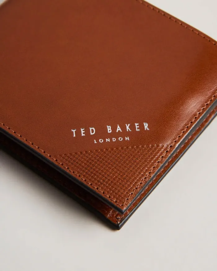 Ted Baker Wallets and Cardholders Men PRUGS 8211 Embossed Corner Leather Bifold Coin Wallet Tan