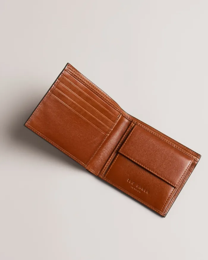 Ted Baker Wallets and Cardholders Men PRUGS 8211 Embossed Corner Leather Bifold Coin Wallet Tan