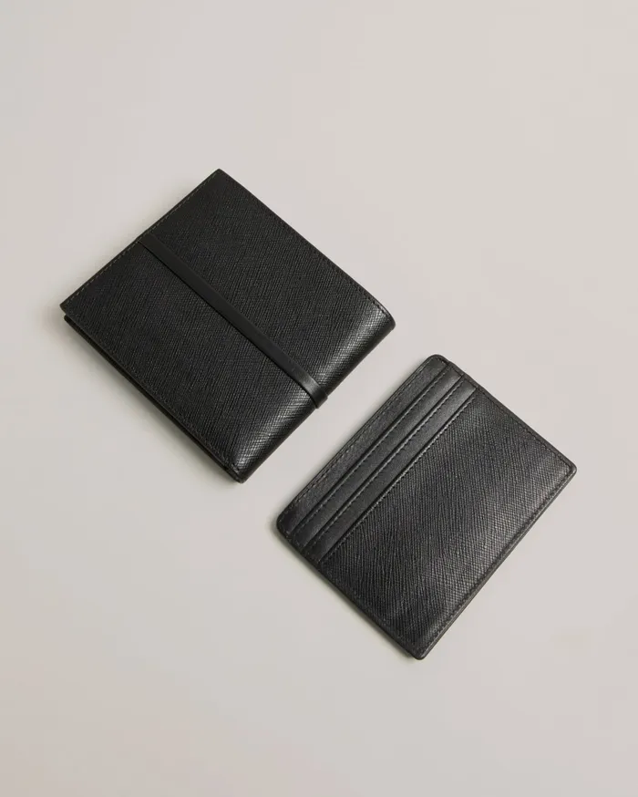 Ted Baker Wallets and Cardholders Men SAUNDER 8211 Saffiano Wallet And Card Holder Set Black