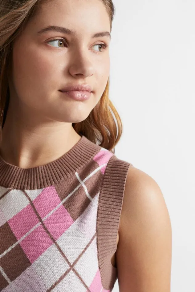 Teen Argyle Knit Vest Multi Seed Heritage TShirts and Tops