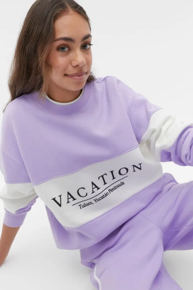 Teen Colourblock Sweat Amethyst Seed Heritage TShirts and Tops