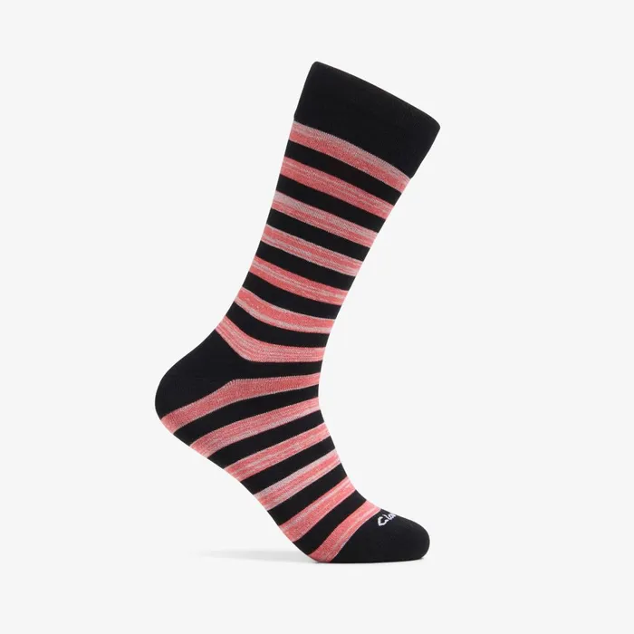 Thick Stripe Marled Crew Sock Coral Combination Men Clarks Accessories
