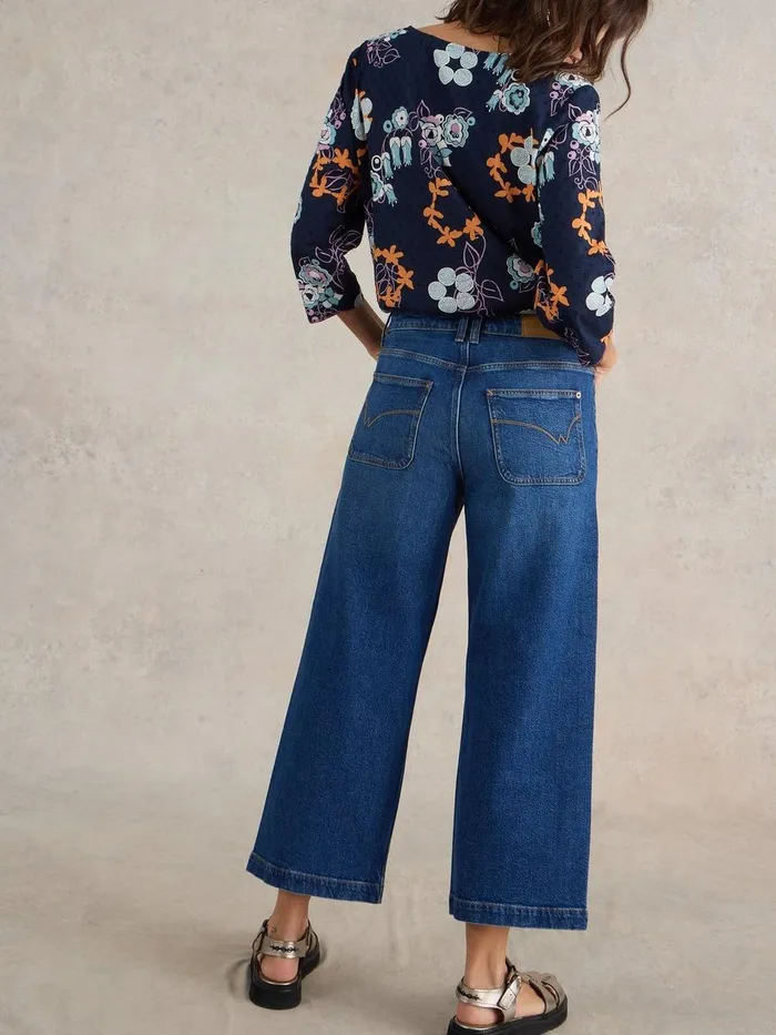 Tia Cropped Wide Leg Jean Dk Denim Women White Stuff Jeans Tia Cropped Wide Leg Jean Dk Denim Women White Stuff Jeans