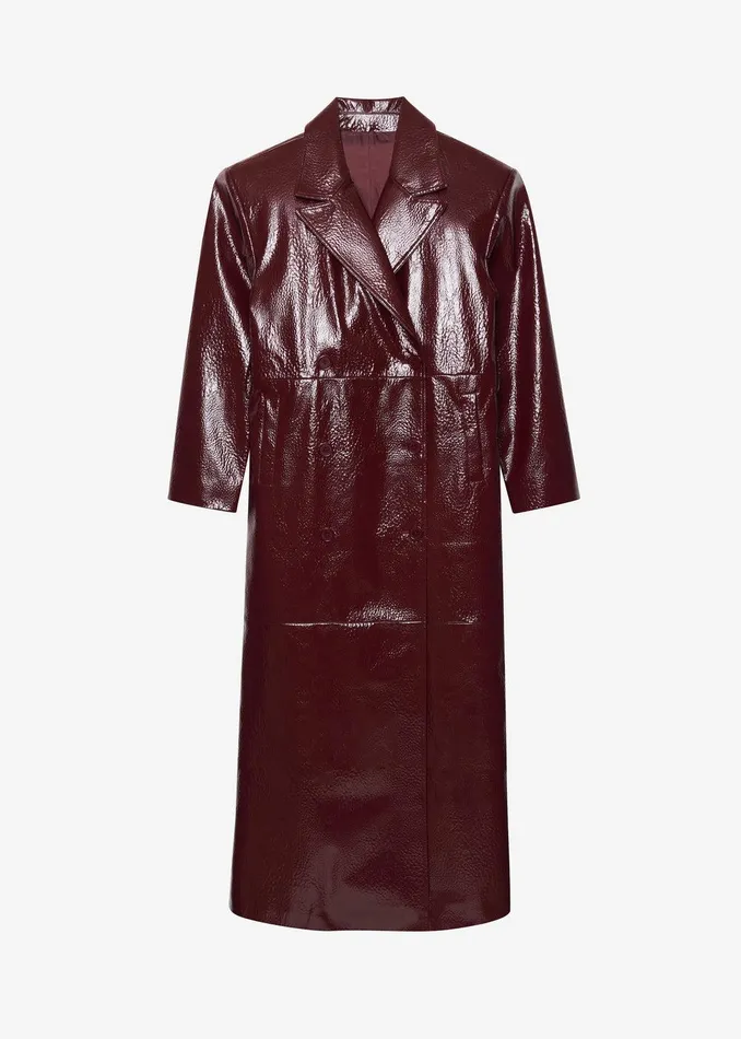 Tina Crackled Faux Leather Trench Coat 8211 Burgundy Women The Frankie Shop Clothing