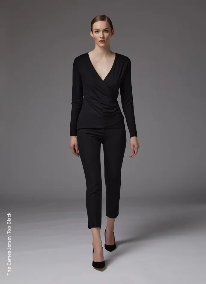Tops Women LKBennett Eames Black Jersey Wrapover Top Black
