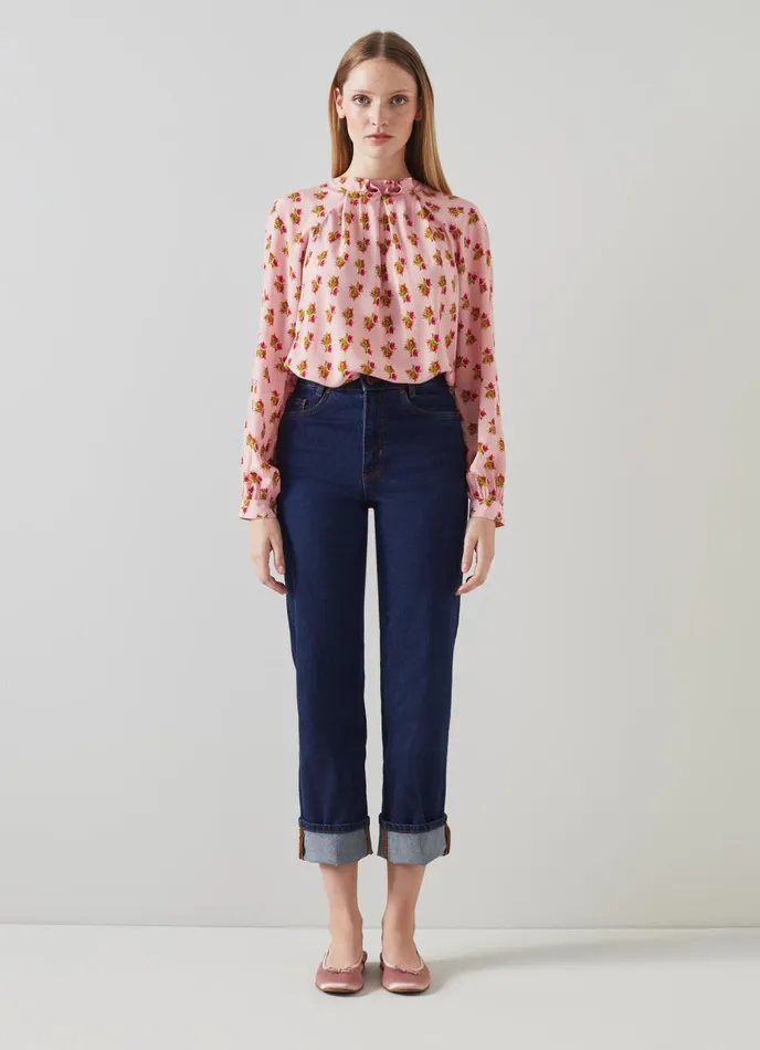 Tops Women LKBennett Edeline Pink And Red Rosebud Print Silk Top Pink Tops Women LKBennett Edeline Pink And Red Rosebud Print Silk Top Pink