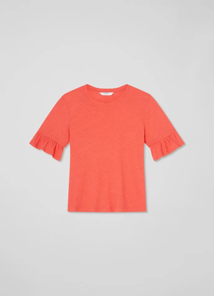 Tops Women LKBennett Gene Poinsettia Frill TShirt Strawberry Tops Women LKBennett Gene Poinsettia Frill TShirt Strawberry