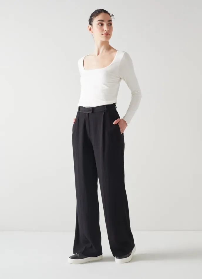 Tops Women LKBennett May Ivory Square Neck Top With LENZING ECOVERO Viscose Cream