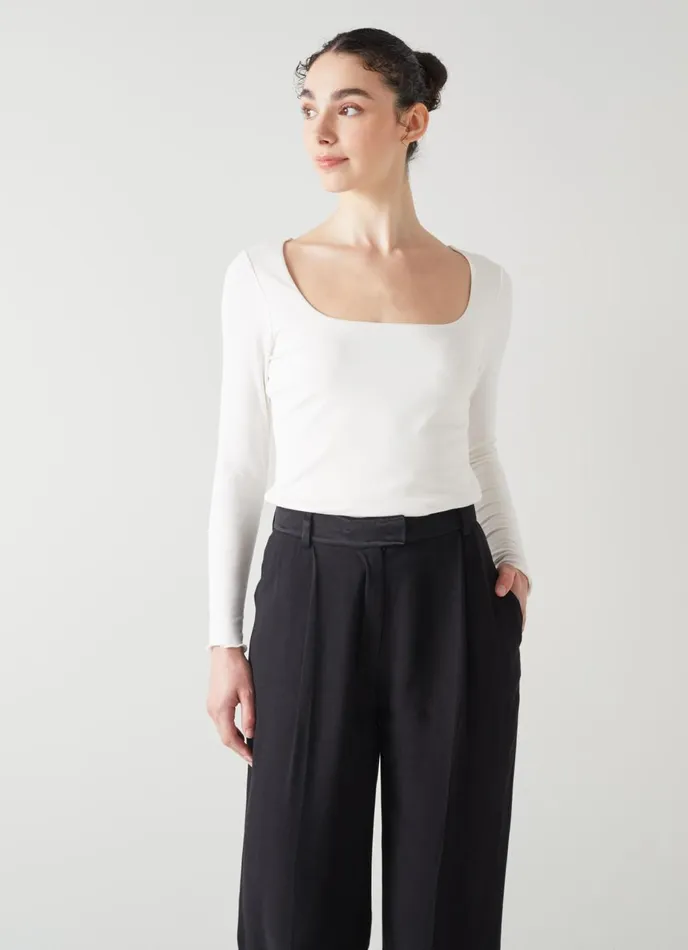 Tops Women LKBennett May Ivory Square Neck Top With LENZING ECOVERO Viscose Cream