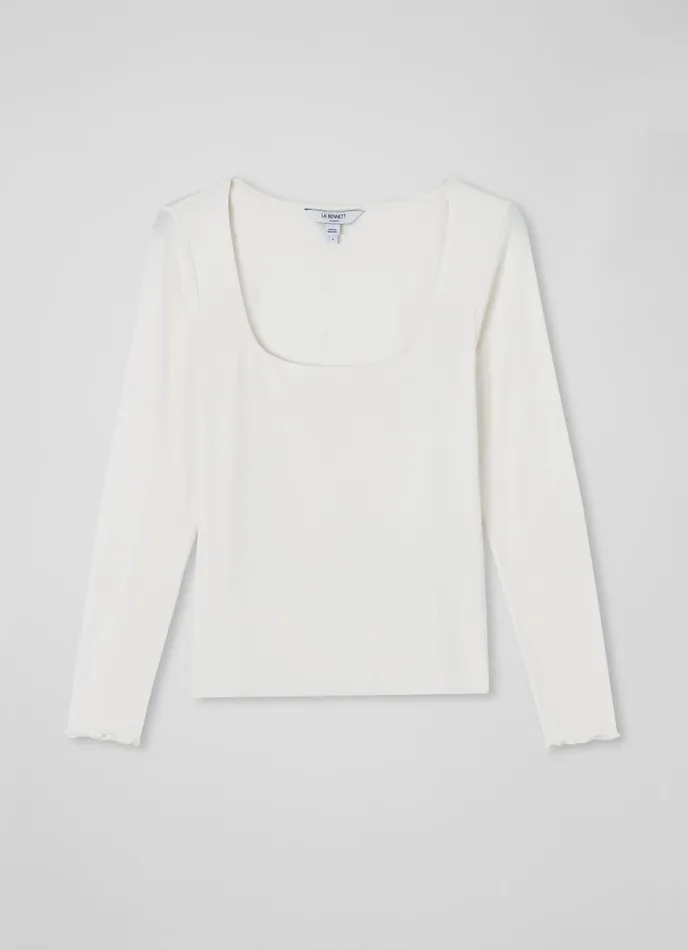 Tops Women LKBennett May Ivory Square Neck Top With LENZING ECOVERO Viscose Cream