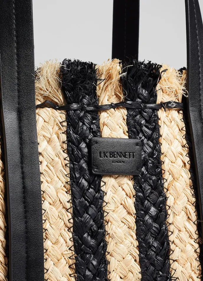 Tote Bags Women LKBennett Nala Black And Natural Striped Raffia Tote Bag Tote Bags Women LKBennett Nala Black And Natural Striped Raffia Tote Bag