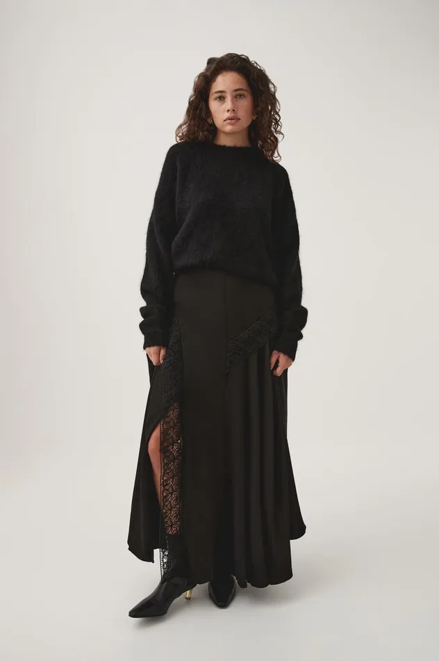 Trinity Crystal Oversized Knit Black Women Aje Knitwear and Jumpers Trinity Crystal Oversized Knit Black Women Aje Knitwear and Jumpers
