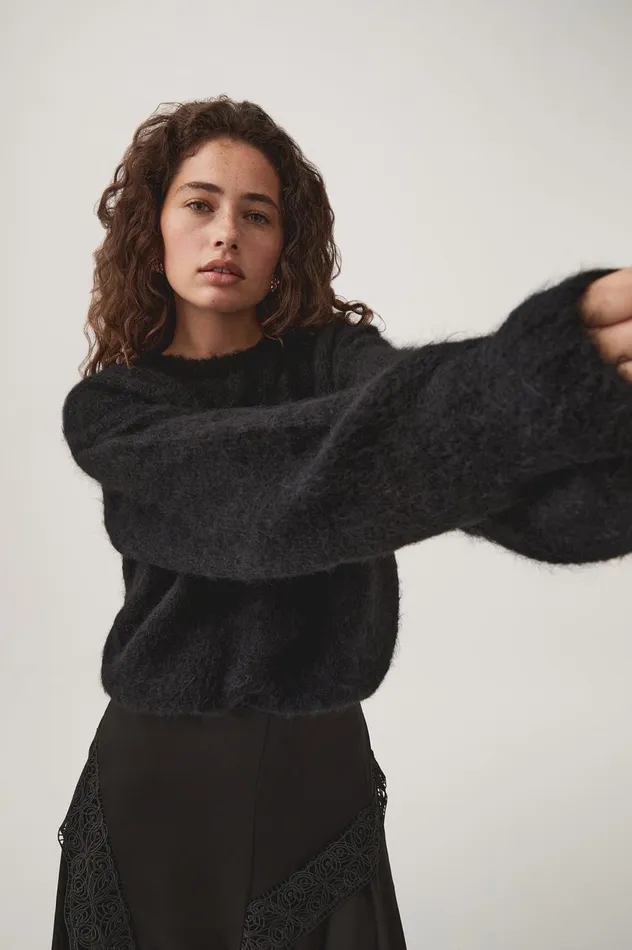 Trinity Crystal Oversized Knit Black Women Aje Knitwear and Jumpers Trinity Crystal Oversized Knit Black Women Aje Knitwear and Jumpers