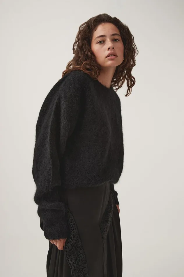 Trinity Crystal Oversized Knit Black Women Aje Knitwear and Jumpers Trinity Crystal Oversized Knit Black Women Aje Knitwear and Jumpers