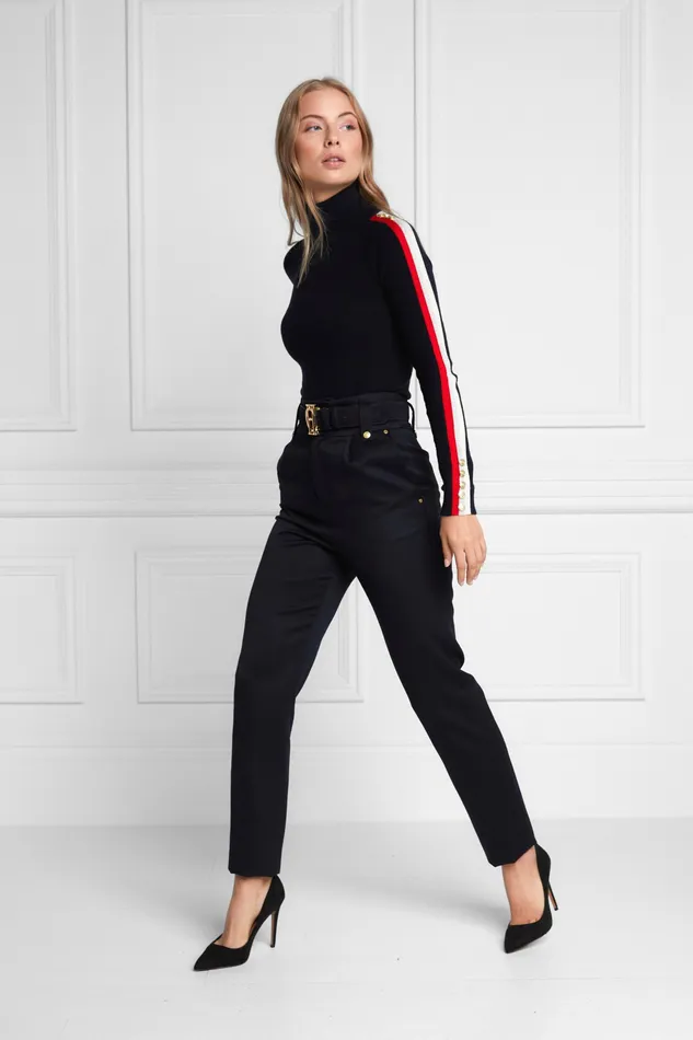 Trousers High Waisted Peg Trouser Navy Barathea 8211 Holland Cooper Womens