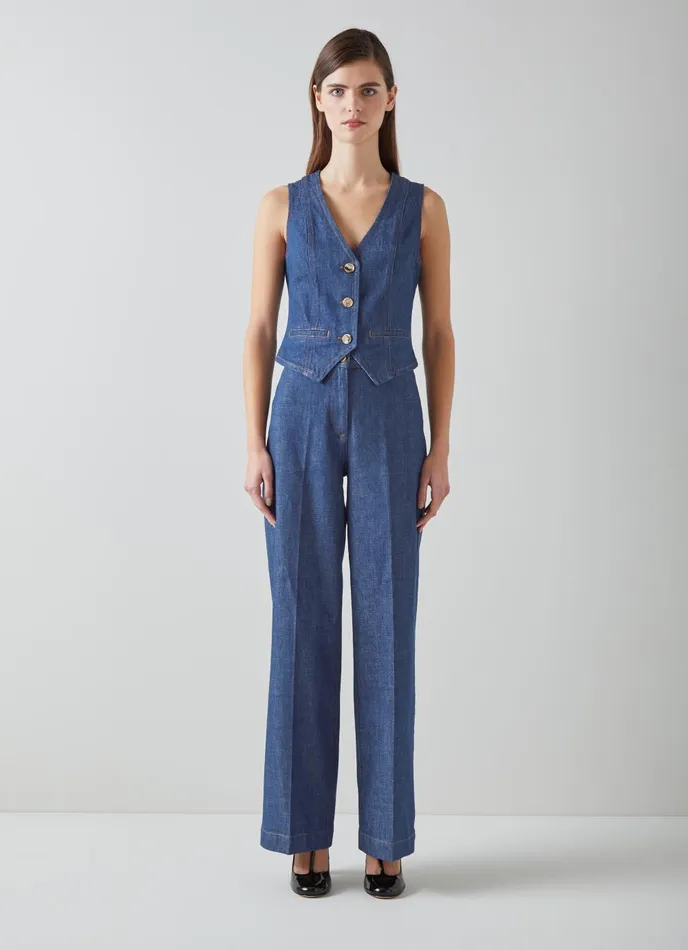 Trousers Women LKBennett Ami Organic Cotton Denim WideLeg Trousers Indigo Trousers Women LKBennett Ami Organic Cotton Denim WideLeg Trousers Indigo