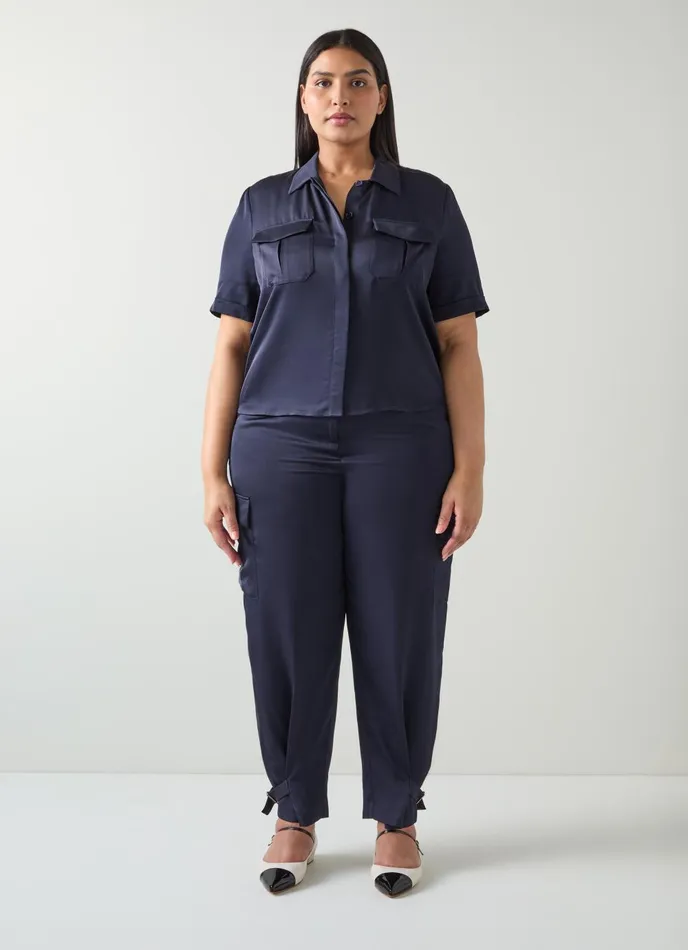 Trousers Women LKBennett Luna Navy Viscose UtilityStyle Trousers Midnight Trousers Women LKBennett Luna Navy Viscose UtilityStyle Trousers Midnight