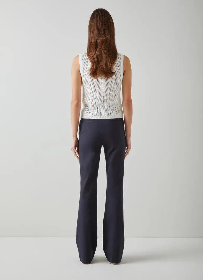 Trousers Women LKBennett Susie Navy CottonBlend Flared Trousers Navy Trousers Women LKBennett Susie Navy CottonBlend Flared Trousers Navy