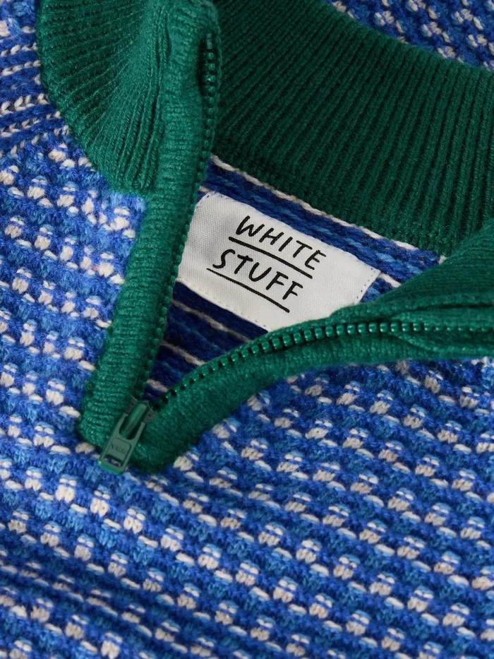 Tuck Stitch Funnel Jumper Bright Blue Kids White Stuff Knitwear