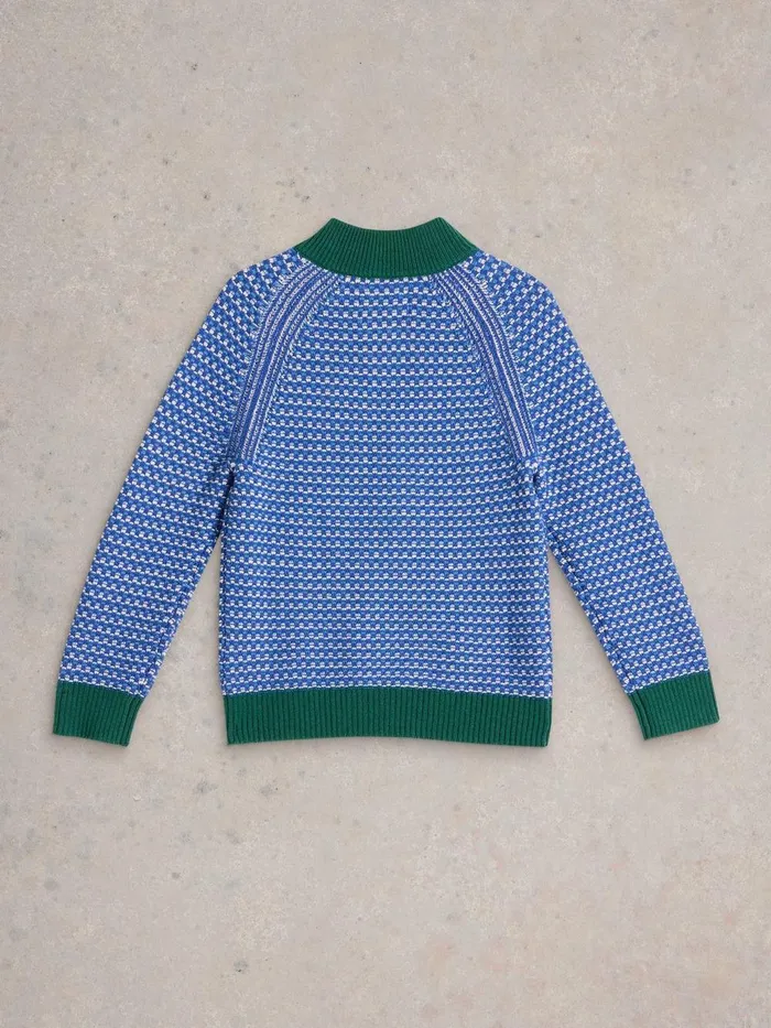 Tuck Stitch Funnel Jumper Bright Blue Kids White Stuff Knitwear Tuck Stitch Funnel Jumper Bright Blue Kids White Stuff Knitwear