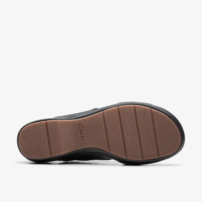 Tuleah Sun Black Leather Women Clarks Sandals and Flip Flops