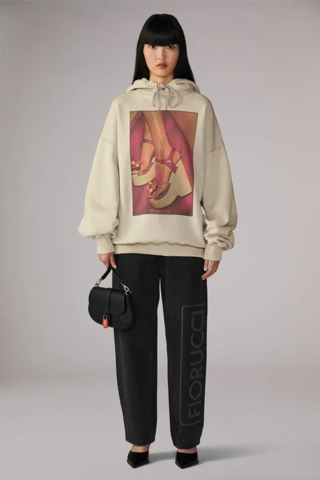 Unisex Graphic Heels Hoodie Grey Grey WomenMen Fiorucci Unisex Graphic Heels Hoodie Grey Grey WomenMen Fiorucci