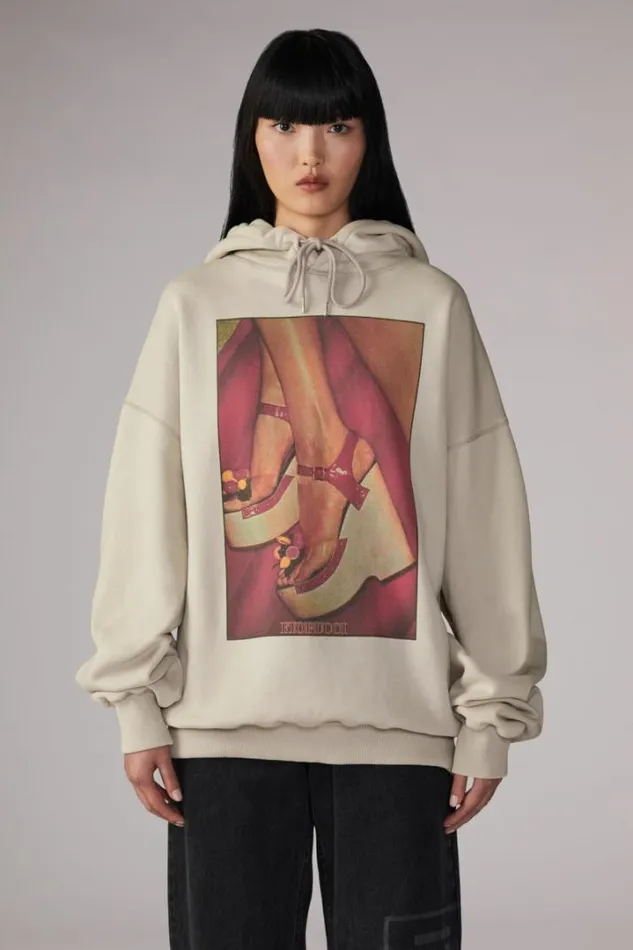 Unisex Graphic Heels Hoodie Grey Grey WomenMen Fiorucci Unisex Graphic Heels Hoodie Grey Grey WomenMen Fiorucci