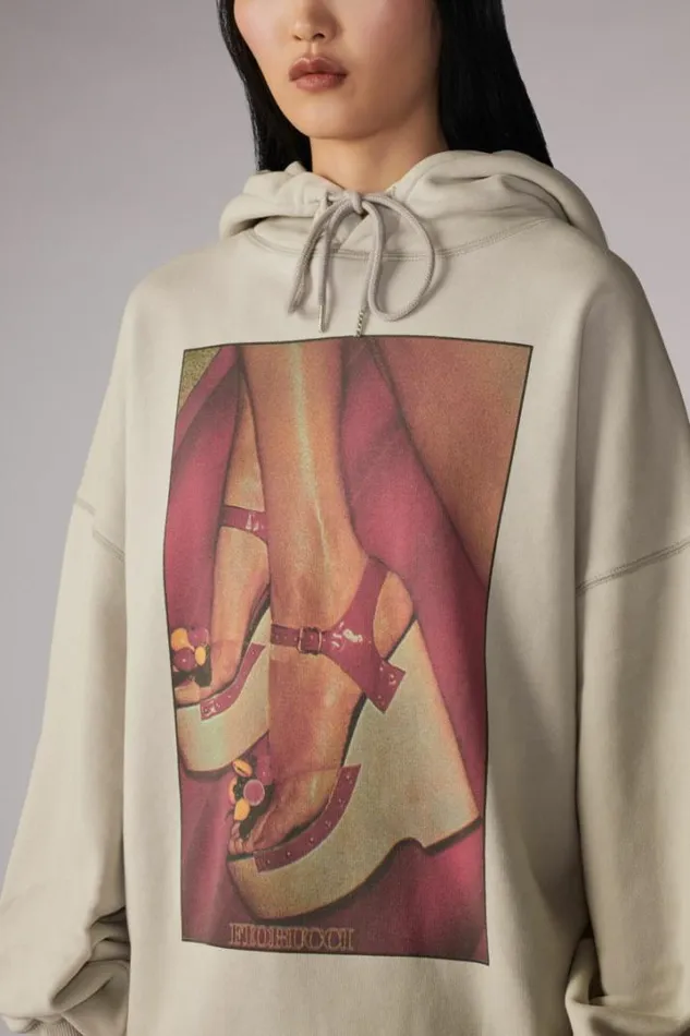 Unisex Graphic Heels Hoodie Grey Grey WomenMen Fiorucci Unisex Graphic Heels Hoodie Grey Grey WomenMen Fiorucci