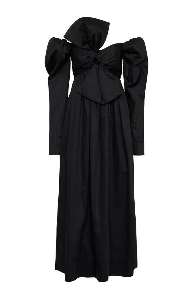 Valentina Bow Midi Dress Black Women Aje Dresses Valentina Bow Midi Dress Black Women Aje Dresses