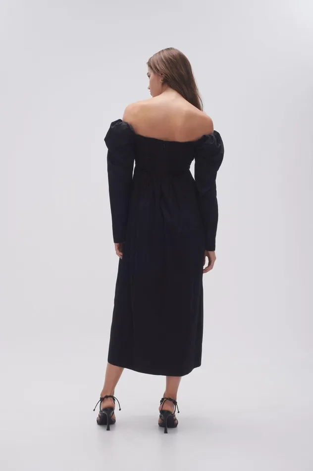 Valentina Bow Midi Dress Black Women Aje Dresses Valentina Bow Midi Dress Black Women Aje Dresses