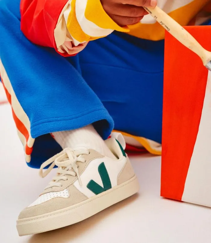 VEJA V10 V10 LACES CHROMEFREE LEATHER WHITE BRITTANY ALMOND 8211 Kids