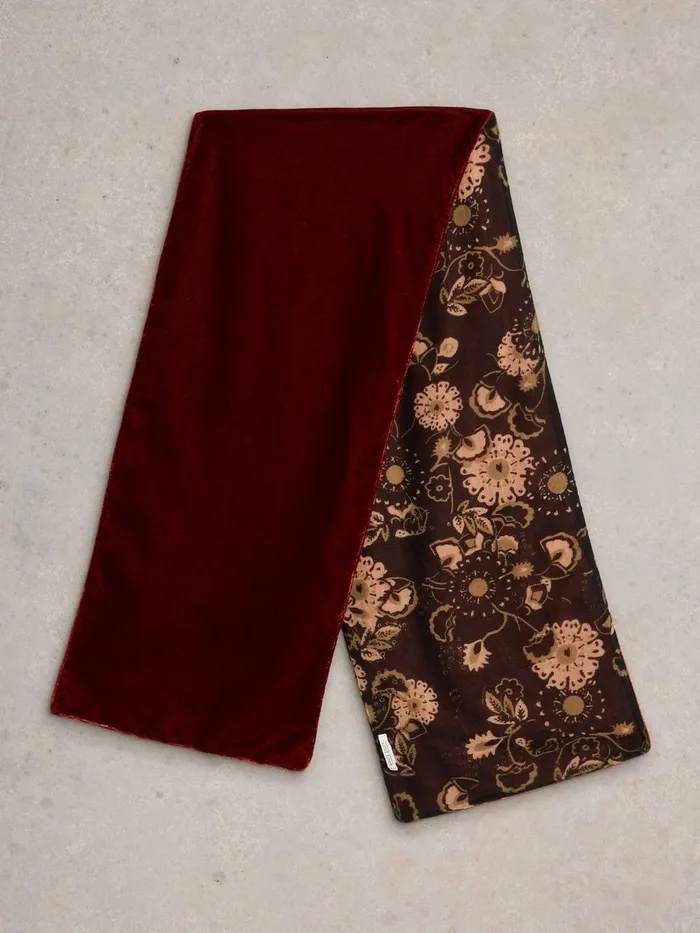Velvet Printed Scarf Dark Orange Women White Stuff Scarves Velvet Printed Scarf Dark Orange Women White Stuff Scarves
