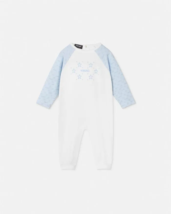 Versace Logo Baby Sleepsuit White Children Versace Clothing