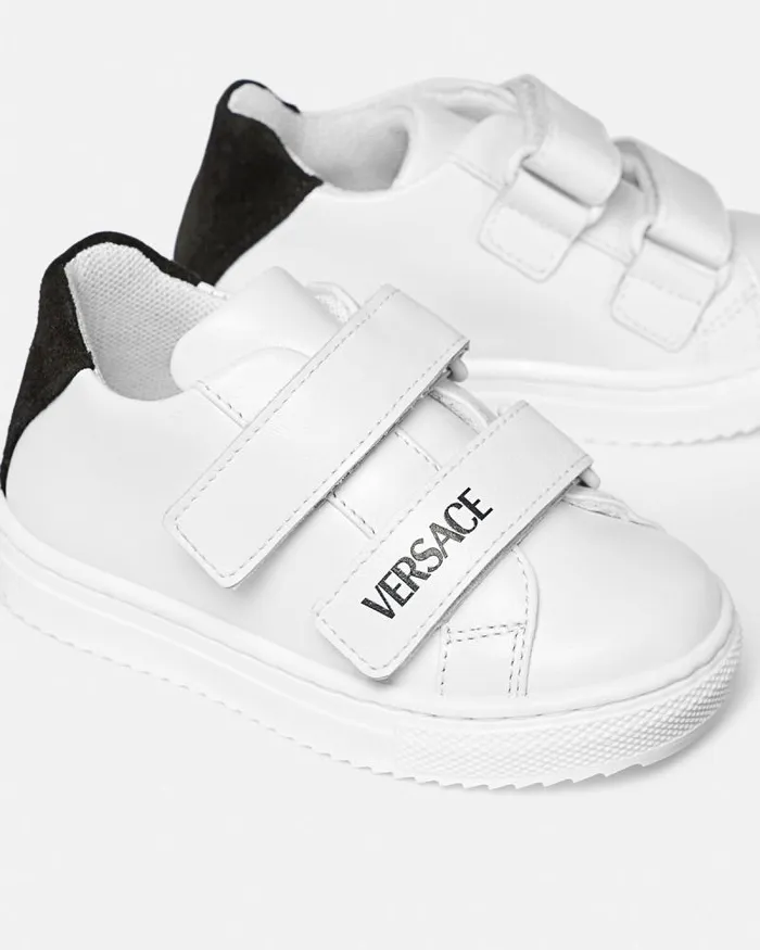 Versace Logo Baby Sneakers Blackwhite Children Versace Shoes