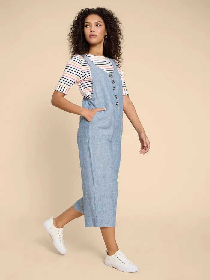 Viola Crop Linen Dungaree Chambray Blue Women White Stuff Dresses