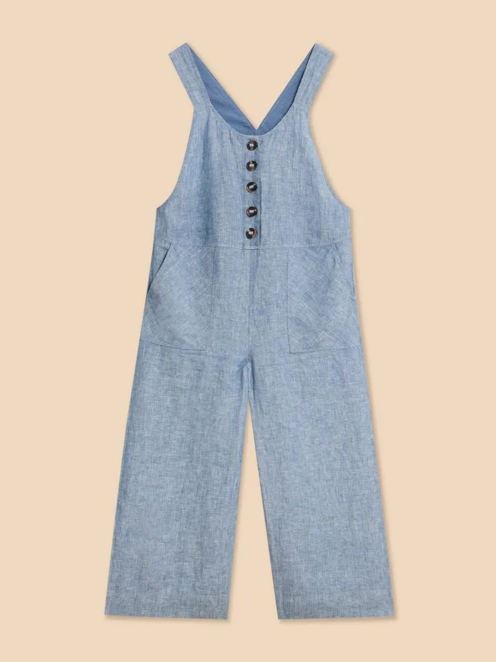 Viola Crop Linen Dungaree Chambray Blue Women White Stuff Dresses Viola Crop Linen Dungaree Chambray Blue Women White Stuff Dresses