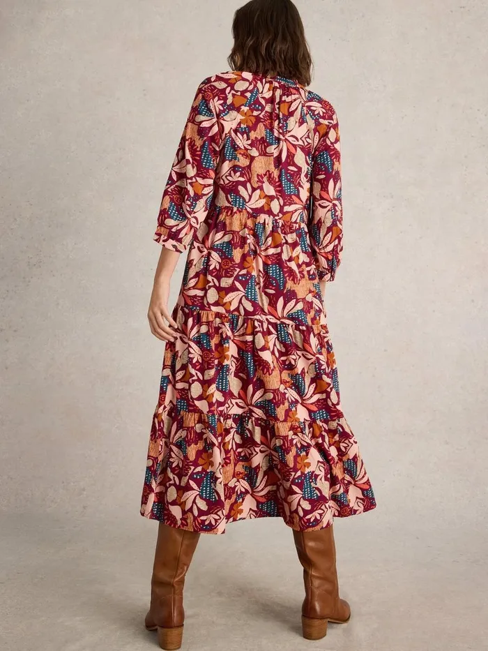 Virginia Tiered Shirt Dress Plum Purple Print Women White Stuff Dresses Virginia Tiered Shirt Dress Plum Purple Print Women White Stuff Dresses