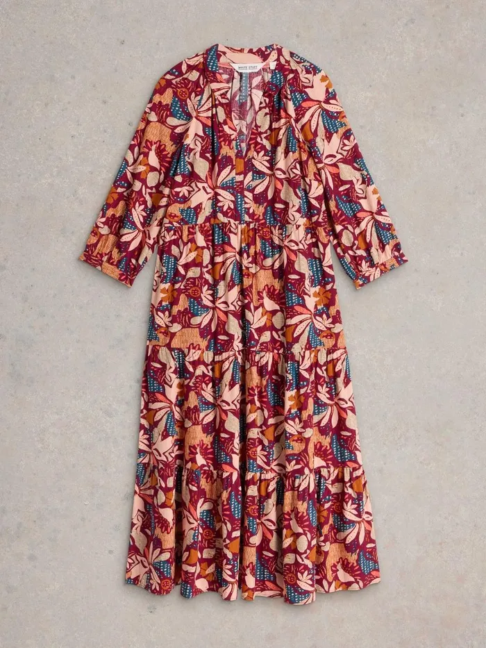 Virginia Tiered Shirt Dress Plum Purple Print Women White Stuff Dresses Virginia Tiered Shirt Dress Plum Purple Print Women White Stuff Dresses