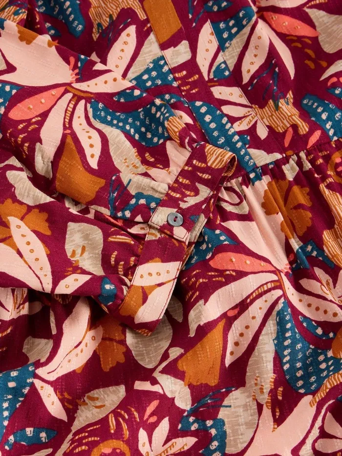 Virginia Tiered Shirt Dress Plum Purple Print Women White Stuff Dresses Virginia Tiered Shirt Dress Plum Purple Print Women White Stuff Dresses